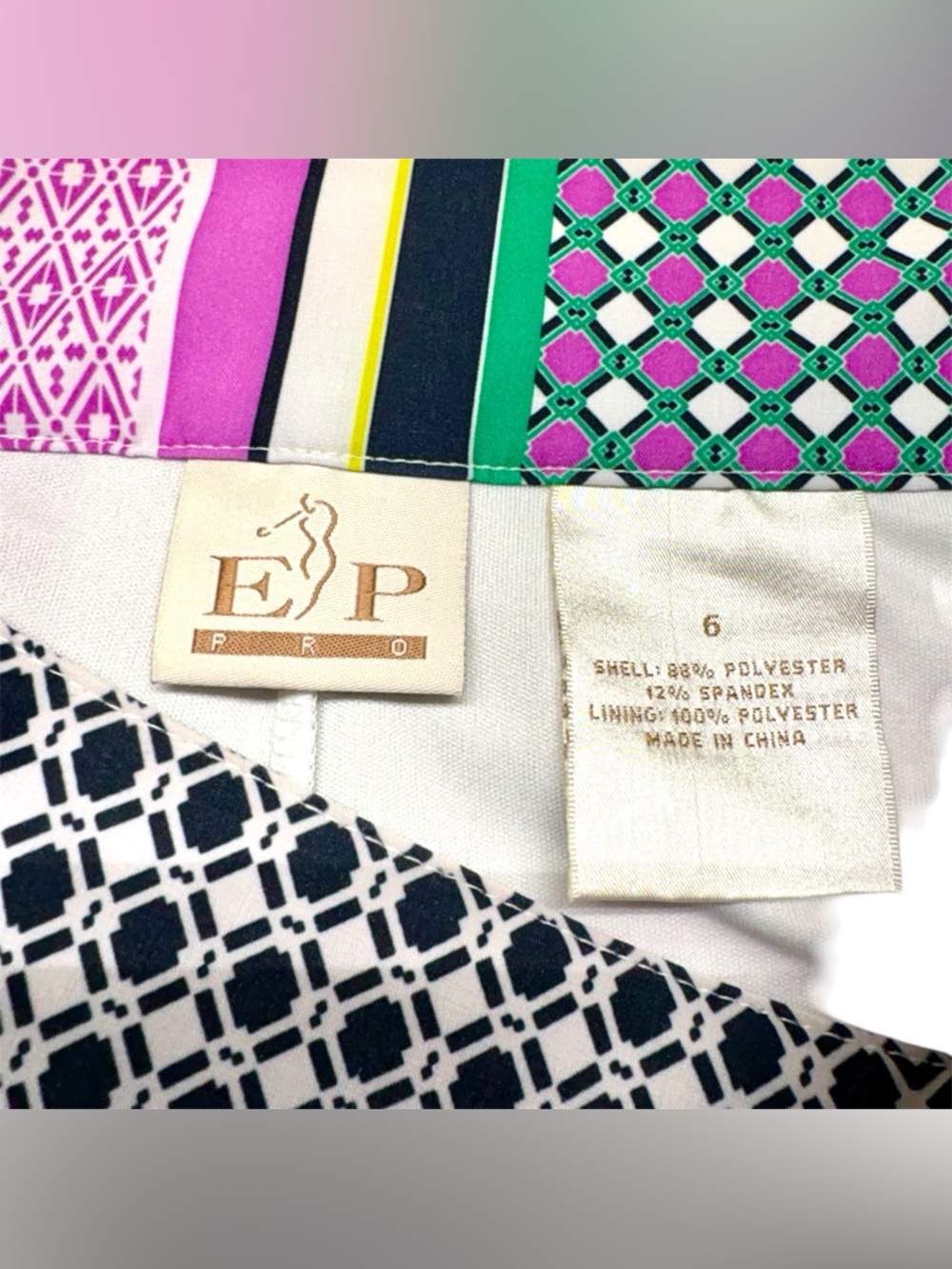 EP Pro Golf Skirt/Skort Women’s Size 6 Built in Shorts Geometric Patterns - Picture 4 of 6